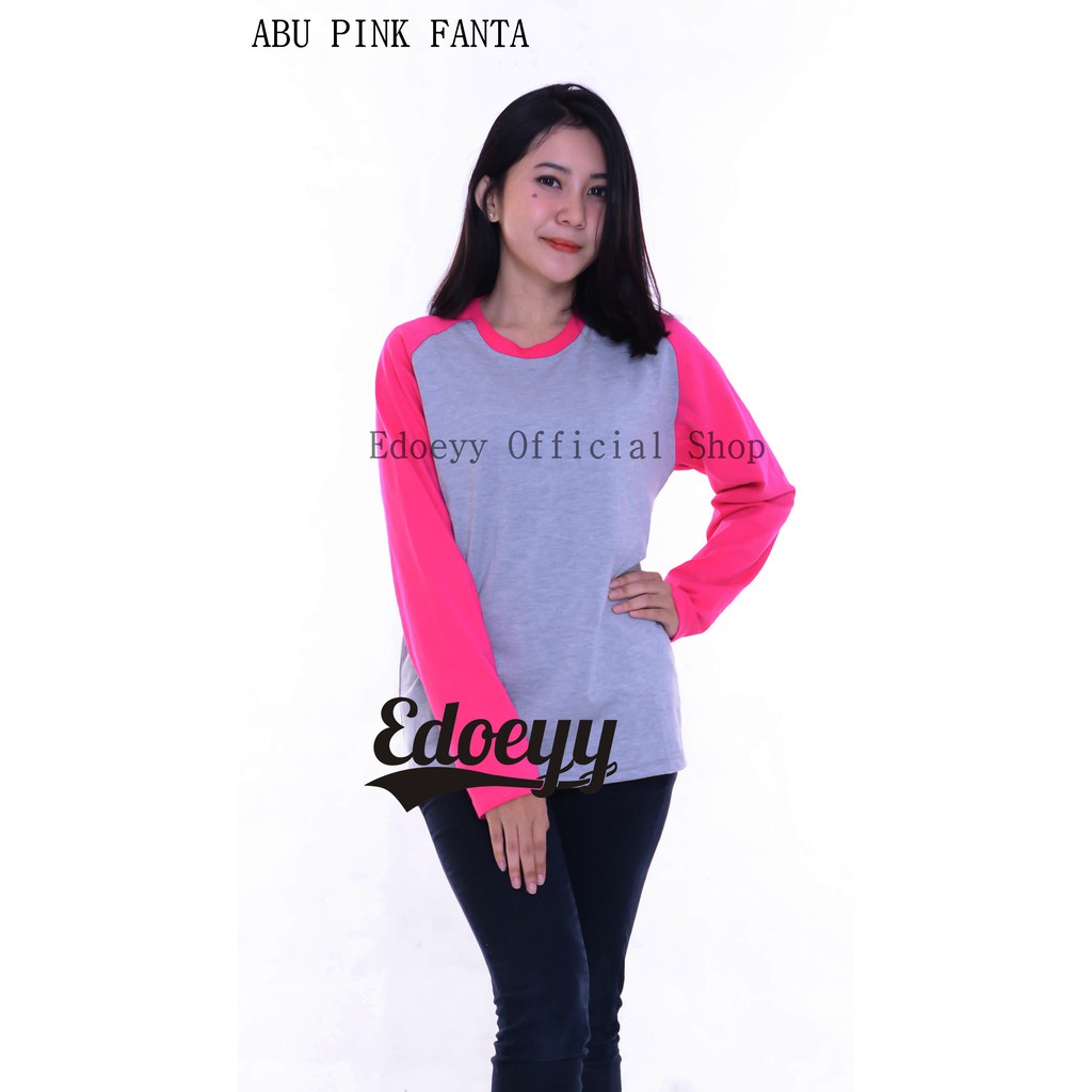 Jual Edoeyy Raglan Lengan Panjang Abu Pink Fanta Baju Raglan