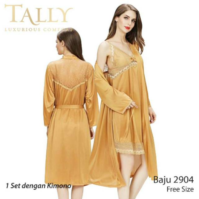 Jual Tally Kimono Lingerie Night Dress Baju Tidur Premium Bahan Satin