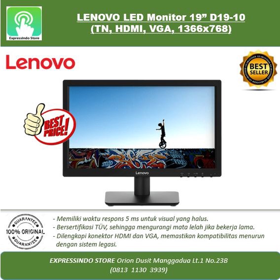 Jual LENOVO LED Monitor 19 D19 10 TN HDMI VGA 1366x768 Shopee