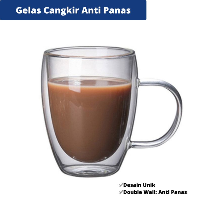 Jual Gelas Cangkir Double Wall Anti Panas Unik Aesthetic Gelas Aman