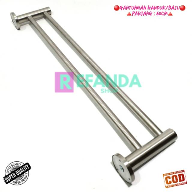 Jual RAK HANDUK GANTUNGAN PANJANG 60cm 2 Baris STAINLESS STEEL