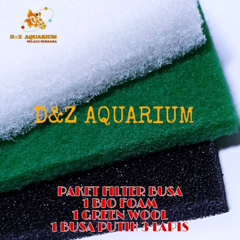 Jual Paket Filter Busa Mekanis Green Wool Kapas 3 Lapis Bio Foam