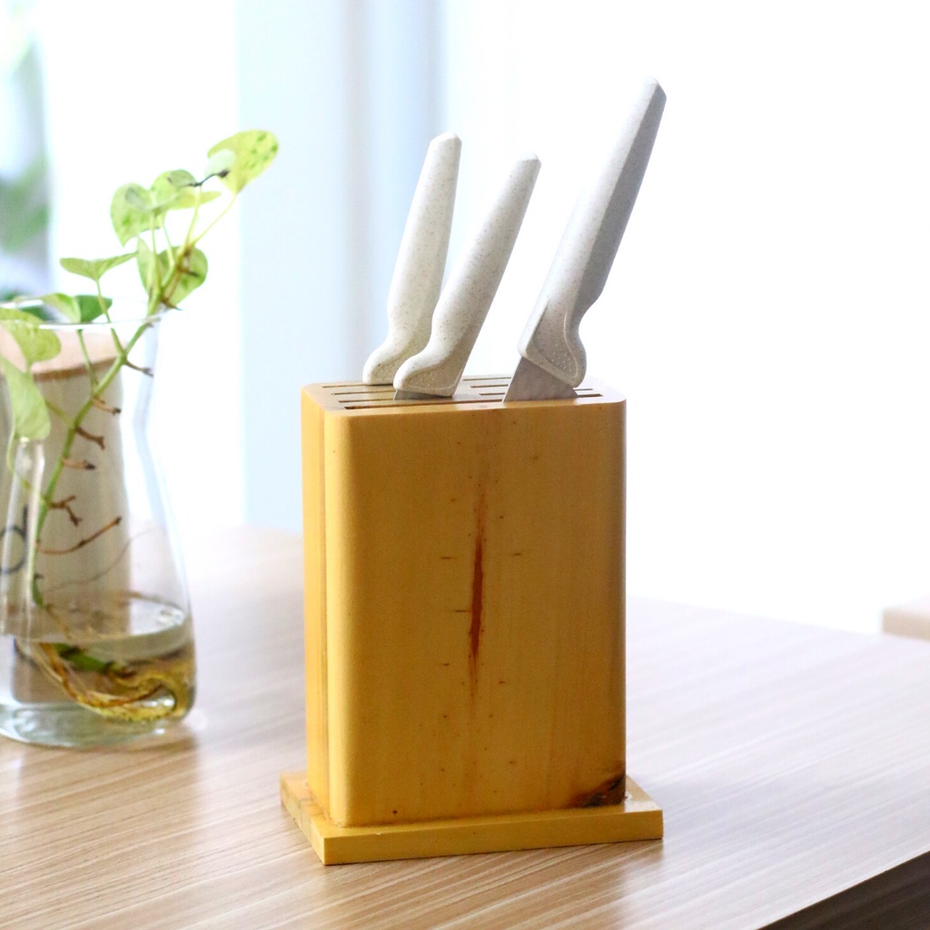 Jual Pinexa Tempat Pisau Kayu Knife Block Rak Wadah Pisau Dapur Kayu