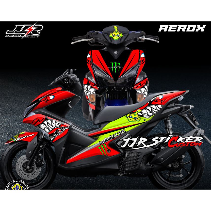 Jual Decal Sticker Yamaha Aerox Merah Full Body Dan Striping Motif