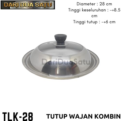 Jual Tutup Wajan Panci Kuali Kombinasi Kaca Stainless Steel Cm