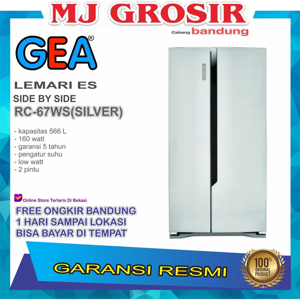 Jual KULKAS GEA RC 67 WS LEMARI ES 2 PINTU RC67WS RC 67WS SIDE BY SIDE