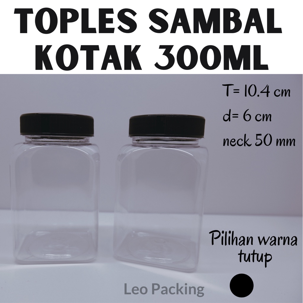 Jual Toples Sambal Toples Jar Botol Bumbu KOTAK 300 Ml Hitam