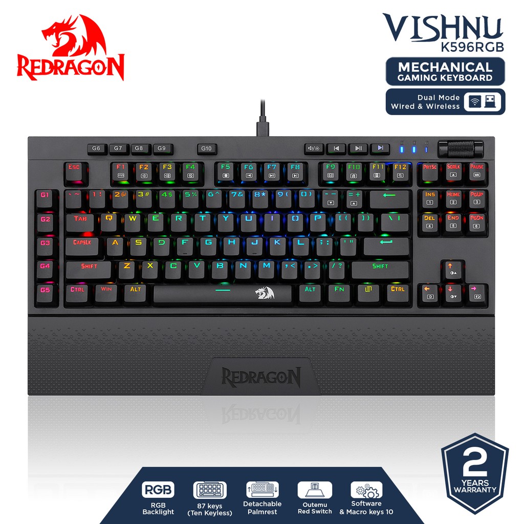 Jual Redragon RGB VISHNU K596RGB Dual Mode Mechanical Gaming Keyboard