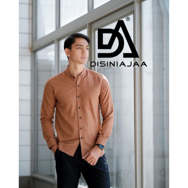 Jual Kemeja Panjang Pria Warna Mocca Slimfit Size M L XL XXL XXXL