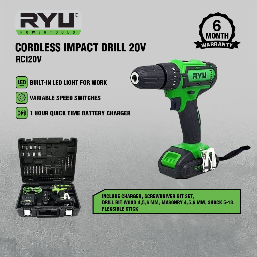 Jual Ryu Cordless Impact Drill V Rci V Mesin Bor Baterai Shopee