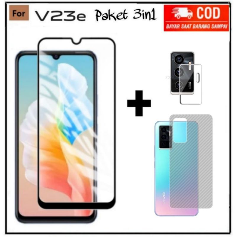 Jual PROMO 3IN1 TEMPERED GLASS VIVO V23E V21 4G 5G ANTI GORES KACA FULL