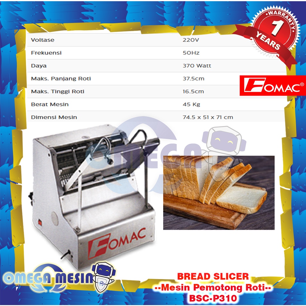 Jual Mesin Pemotong Roti Tawar Bread Slicer Bsc P Fomac Shopee