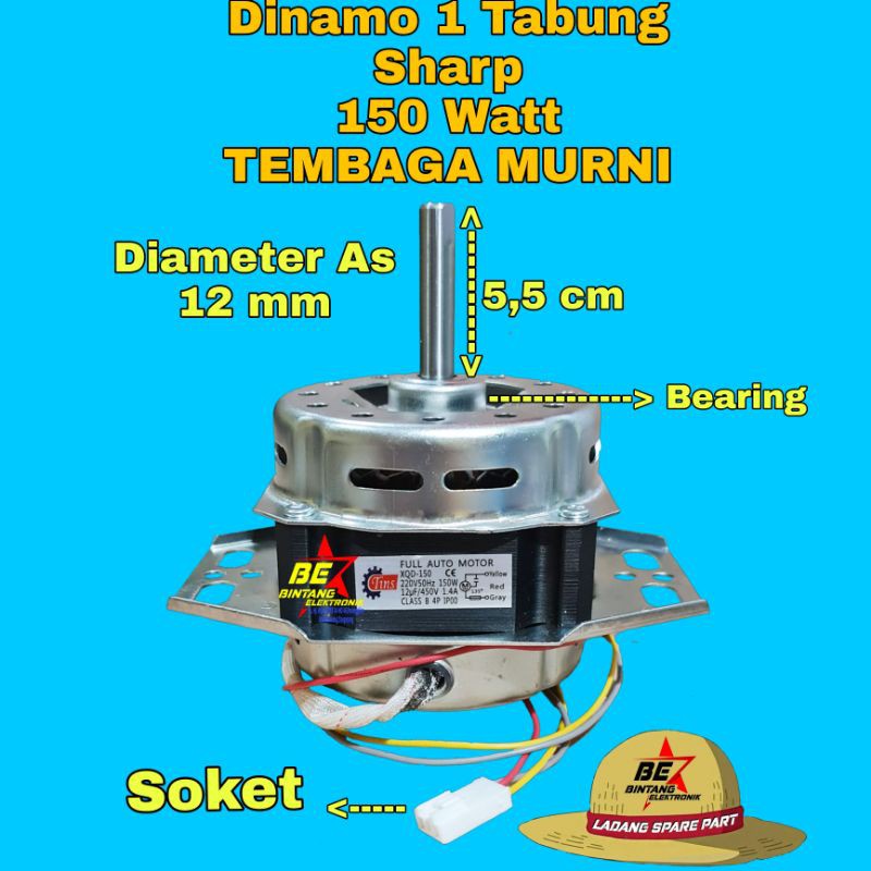 Jual COD Dinamo Mesin Cuci Sharp 1 Tabung Soket Motor Mesin Cuci