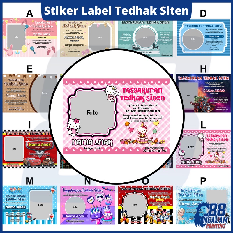 Jual CUSTOM Cetak Stiker Tedhak Siten Label Stiker Tasyakuran