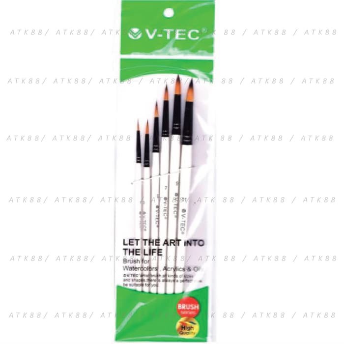 Jual V Tec Round Brush 0018H Set 6 Kuas Lukis Set 6 Shopee Indonesia