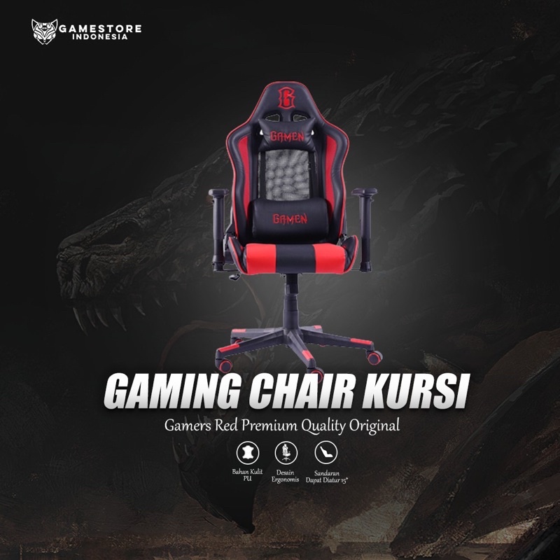 Jual GAMEN Gaming Chair Kursi Gamers Aesir Kulit PU Kerangka Baja