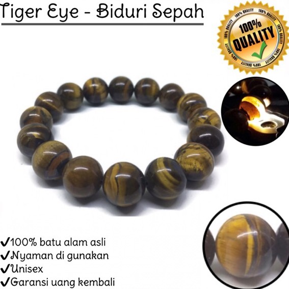 Jual Gelang Batu Alam Tiger Eye Biduri Sepah 12mm Gelang Batu Akik