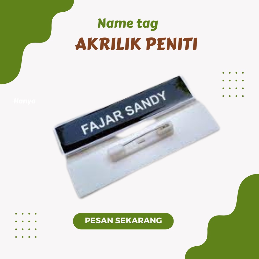 Jual Name Tag Nama Dada Papan Dada Akrilik Kuningan Magnet Peniti