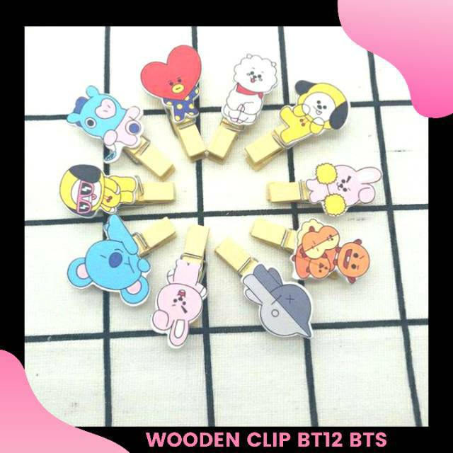 Jual Wooden Clip BTS BT21 Penjepit Foto BTS BT21 Shopee Indonesia