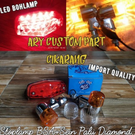 Jual Paket Stoplamp Lampu Belakang CB Model BSA LED Diamond Set Sen