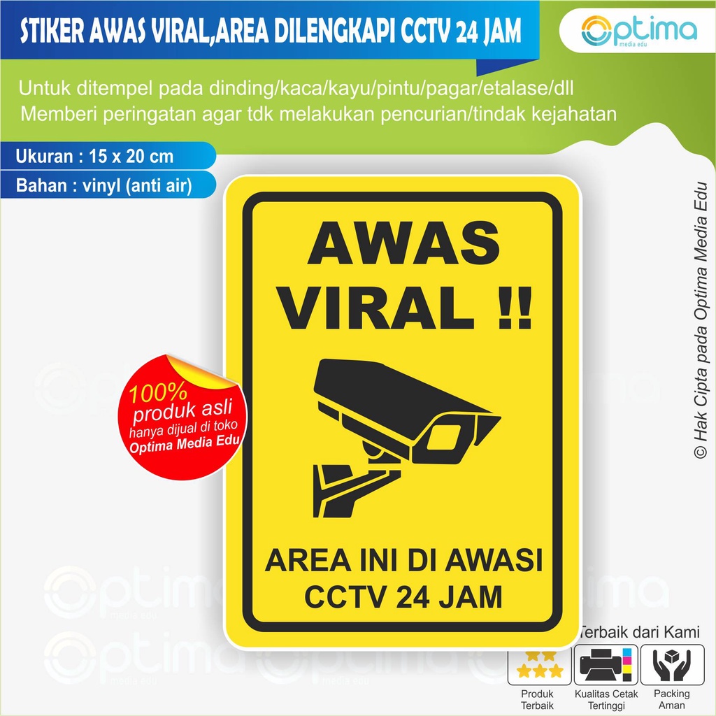 Jual STIKER AWAS VIRAL AREA INI DILENGKAPI CCTV Shopee Indonesia