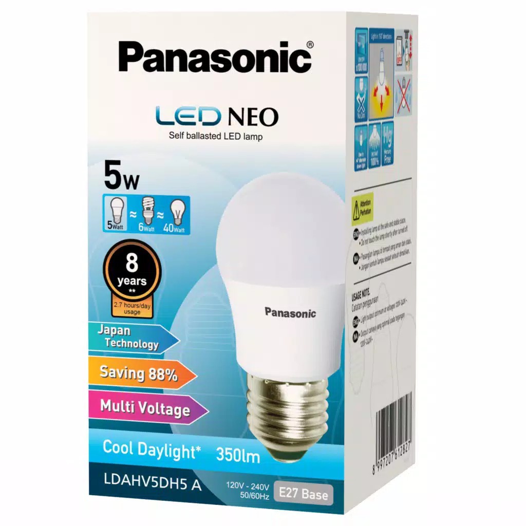 Jual LAMPU LED PANASONIC NEO 5W 5 Watt 6500K COOLDAYLIGHT PUTIH