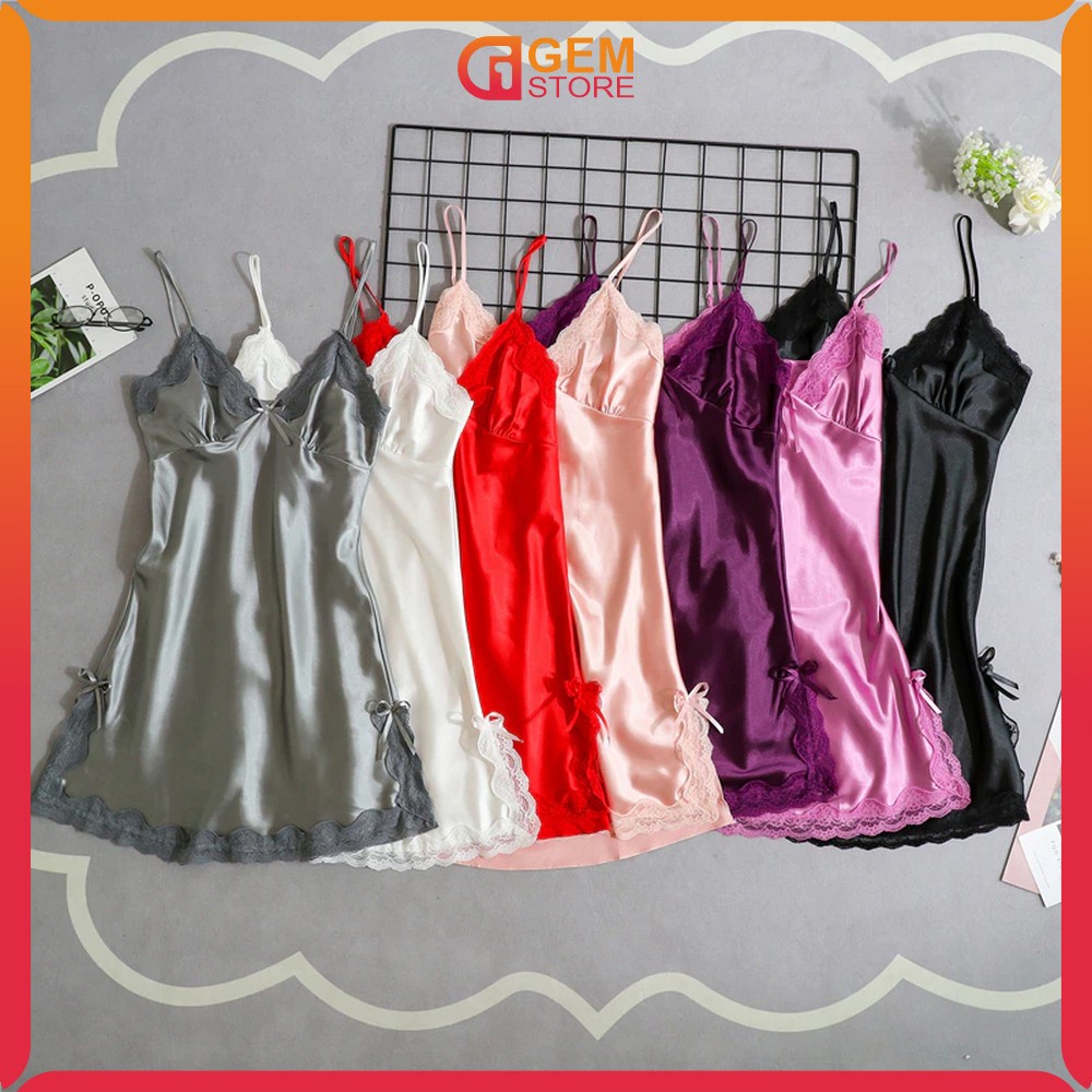 Jual Baju Tidur Lingerie Wanita Sexy Renda Bahan Satin Baju Gaun Mini