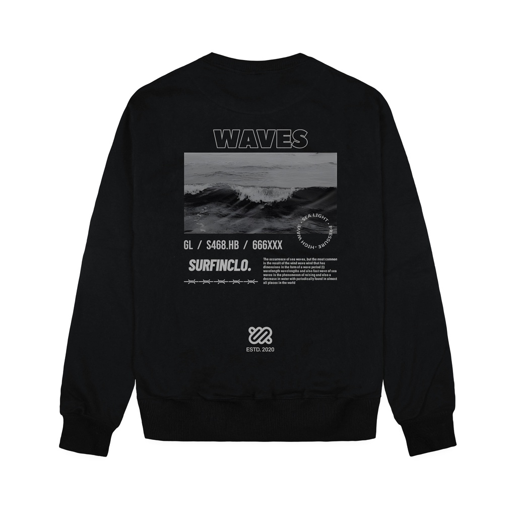 Jual Surfinclo Crewneck Sweatshirt Unisex Waves Soft Fleece Size S M L