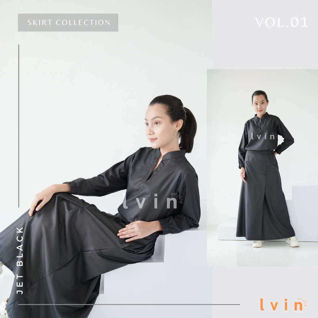 Jual Lvin Flare Skirt Scrubs Vol Baju Oka Rok Mandarin