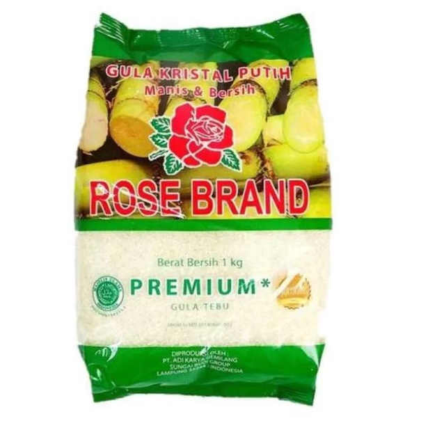 Jual Rose Brand Gula Pasir Kristal Putih Premium Kemasan Hijau 1 Kg