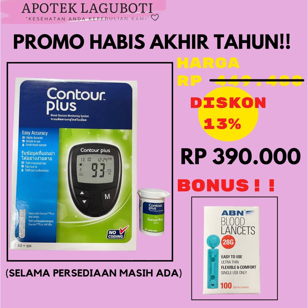 Jual CONTOUR PLUS ALAT TES GULA DARAH 1x25 TEST STRIPS 100 BLOOD