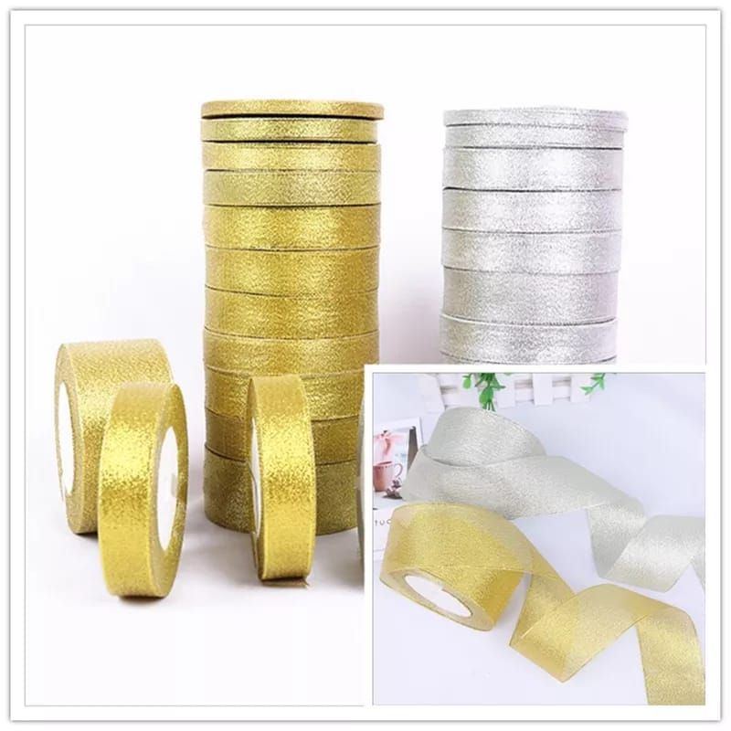 Jual Pita Glitter Gold Dan Silver Berbagai Ukuran Per Roll Shopee