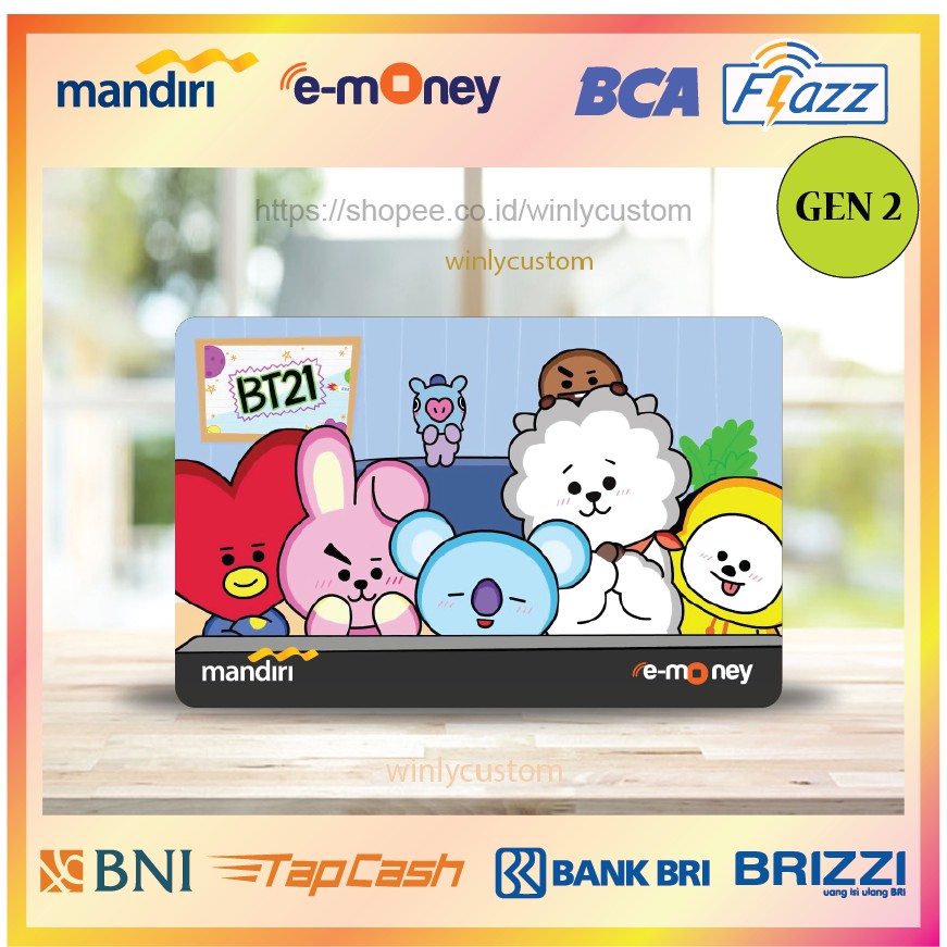 Jual KARTU E MONEY ETOLL ANIME BT21 TATA MANG BTS EMONEY MANDIRI FLAZZ