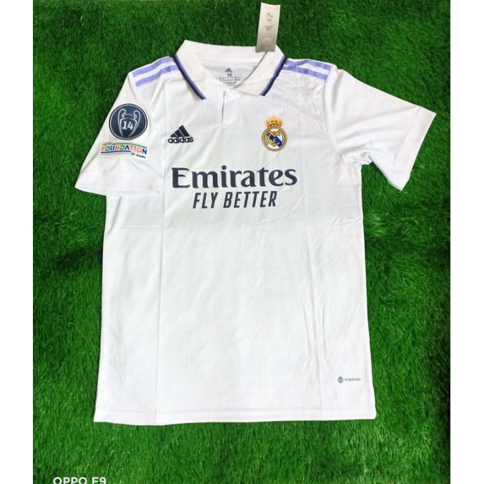 Jual JERSEY BOLA CLUB MADRID HOME FULL PATCH JUARA CHAMPIONS 14 MUSIM