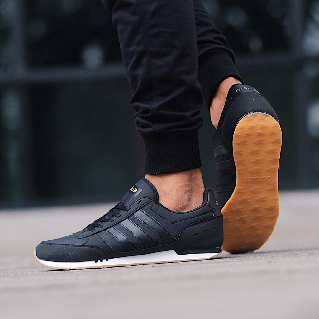 Jual Adidas Neo City Racer Black Black Gum Original Shopee Indonesia