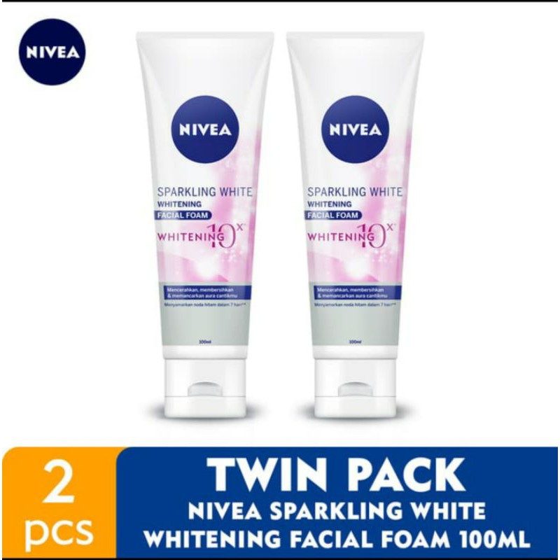 Jual 2x NIVEA Sparkling White Whitening Facial Foam 100ml Twint Pack