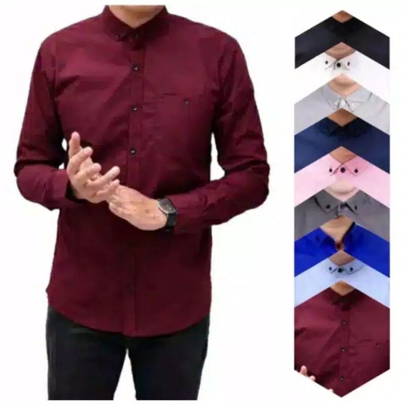 Jual Kemeja Panjang Pria Polos Ukuran M L Xl Shopee Indonesia