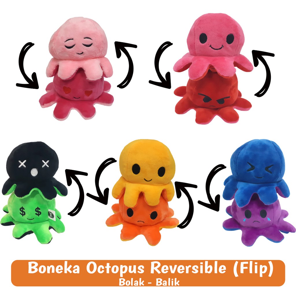 Jual Boneka Gurita Octopus Reversible Bolak Balik Flip Tik Tok Shopee