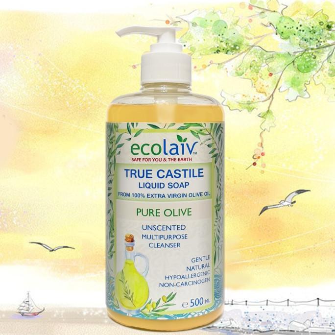 Jual Ecolaiv True Castile Soap Unscented 500 ML 100 Ext Virgin Olive