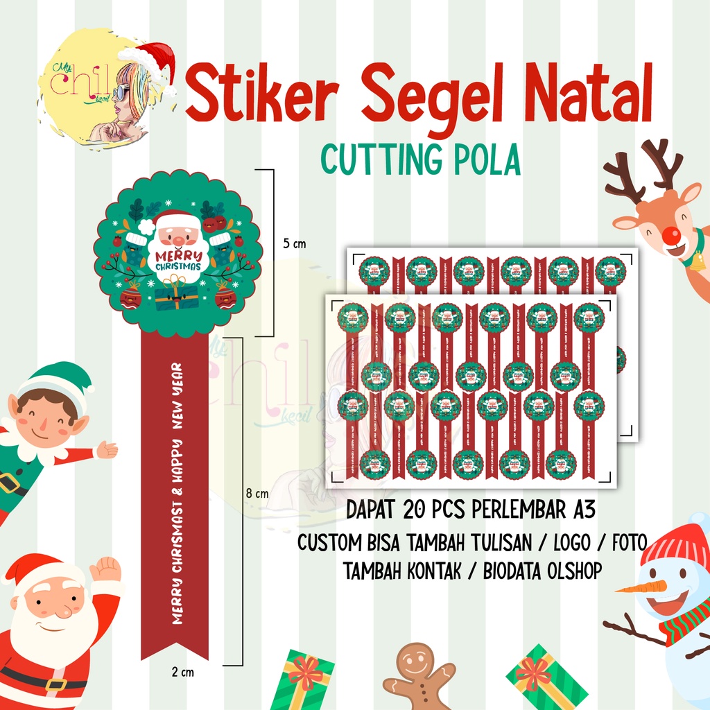 Jual Sticker Segel Toples Natal CUSTOM Hampers Christmas Stiker Seal