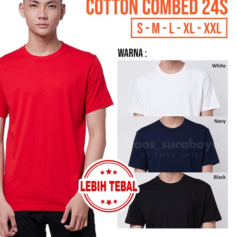 Jual New Lebih Tebal Kaos Polos Lengan Pendek Cotton Combed S Yarn