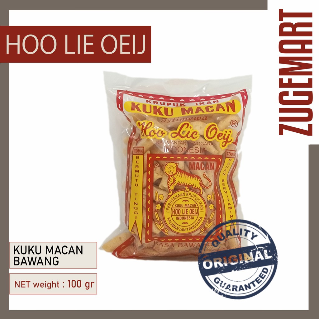 Jual Krupuk Kerupuk Ikan Kuku Macan Rasa Bawang 100gr Hoo Lie Oeij