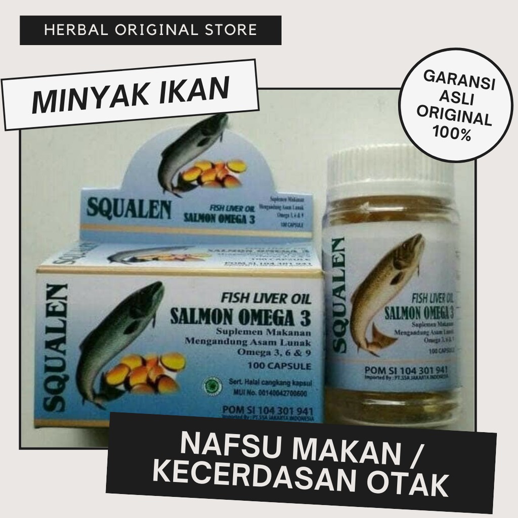 Jual Asli Omega Kapsul Minyak Ikan Salmon Squalen Penambah