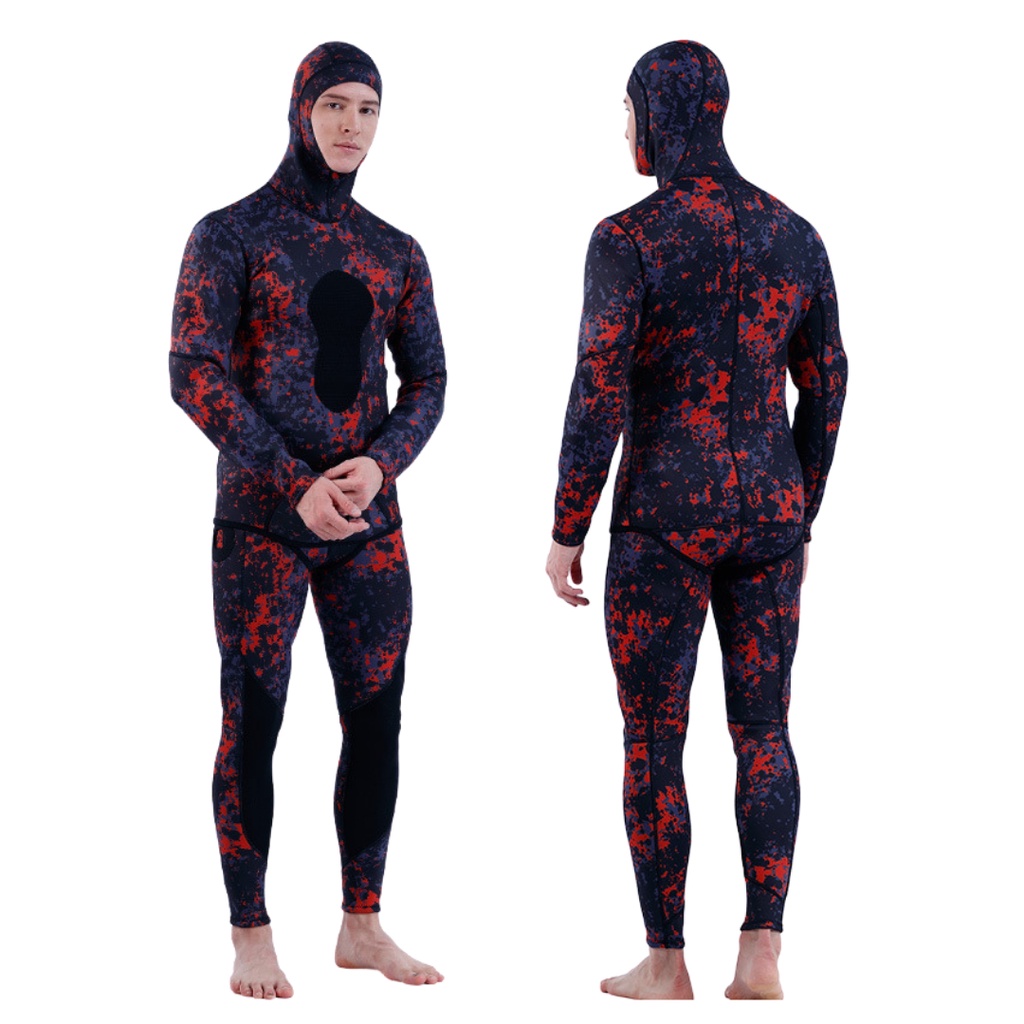 Jual Wetsuit Spearfishing Neoprene 3mm Myledi Camo Red Baju