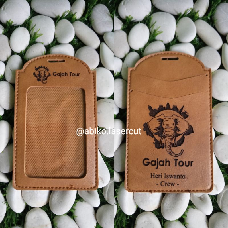 Jual Name Tag Id Card Holder Kulit Tali Gantungan Free Grafir Custom