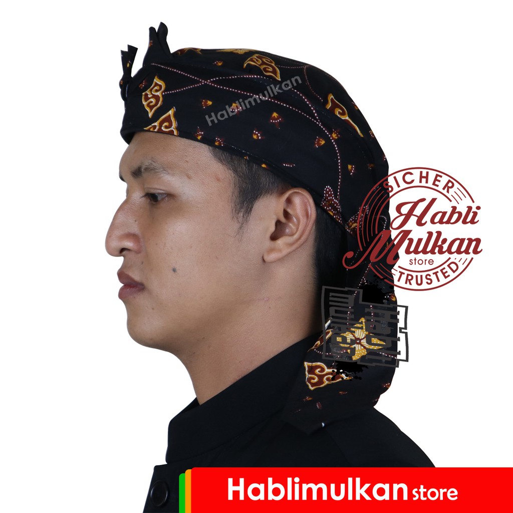 Jual Iket Blangkon Cirebon Sunda Jawa Motif Batik Keraton Hitam Hm