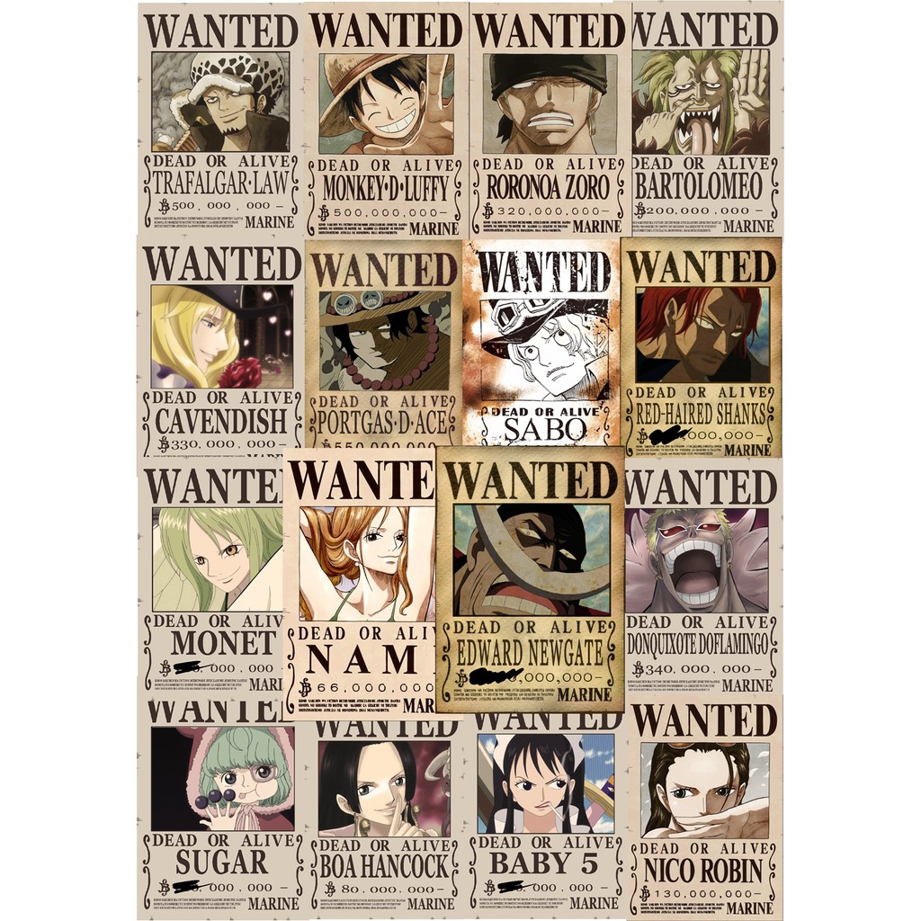 Jual Bounty Poster Wanted One Piece Laminasi Custom SATUAN MIN 8