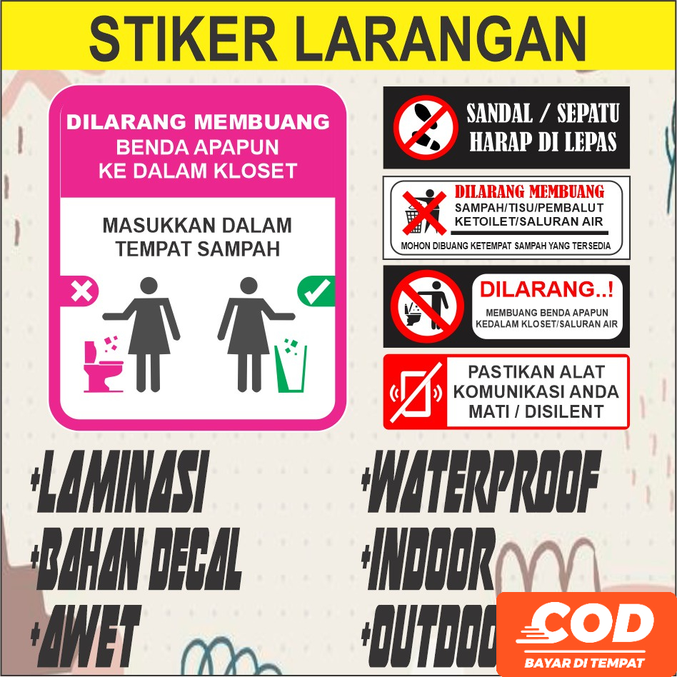 Jual STIKER HIMBAUAN Sticker LARANGAN BAHAN VYNIL ANTI AIR AWET MUDAH