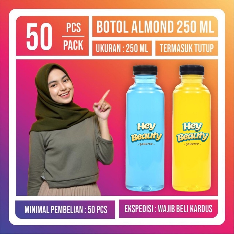 Jual Botol Plastik Almond 250 ML Botol Almond 250ML Kale Cantik Pir