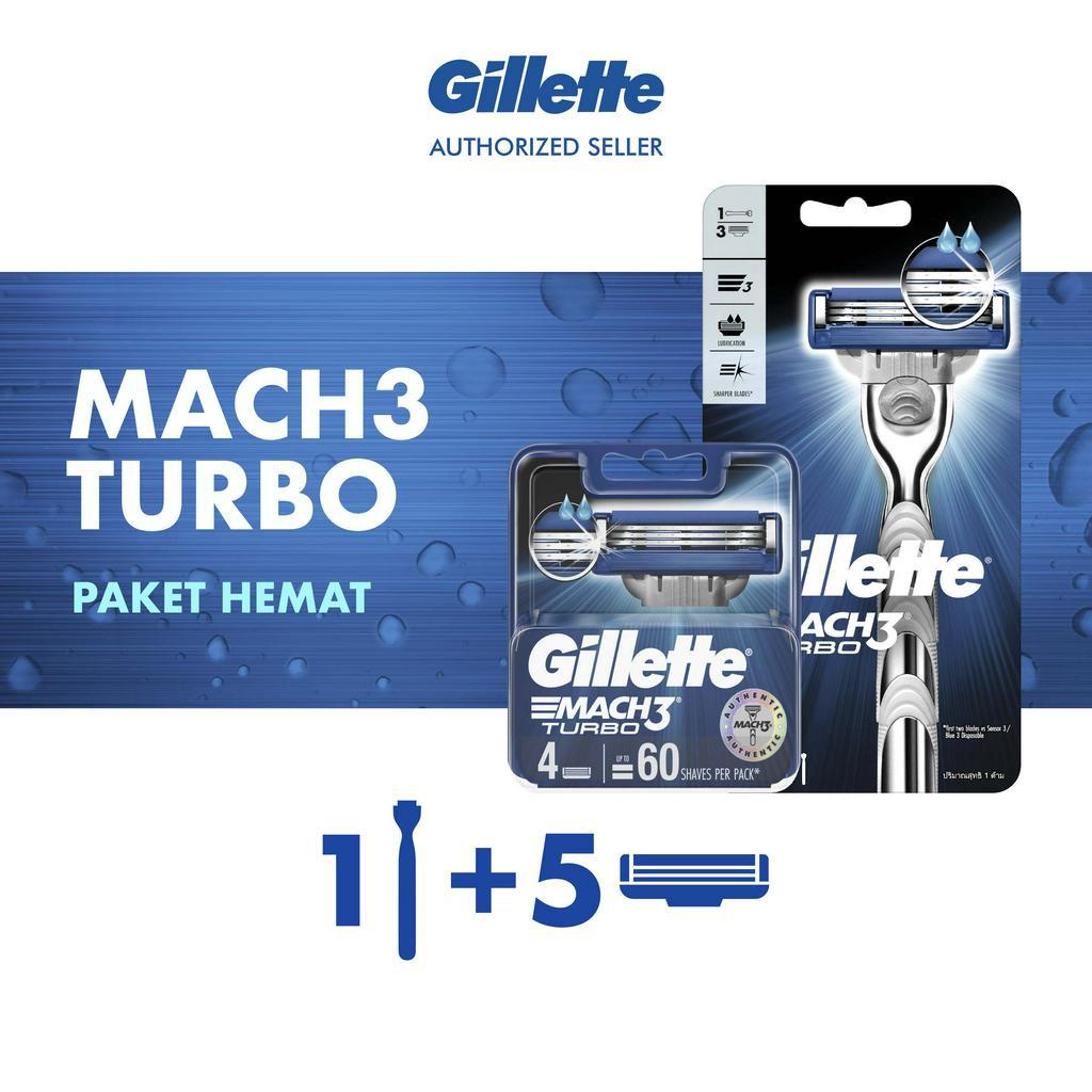 Jual Gillette Mach 3 Turbo Alat Cukur 4 Refill Pisau Cukur Shopee